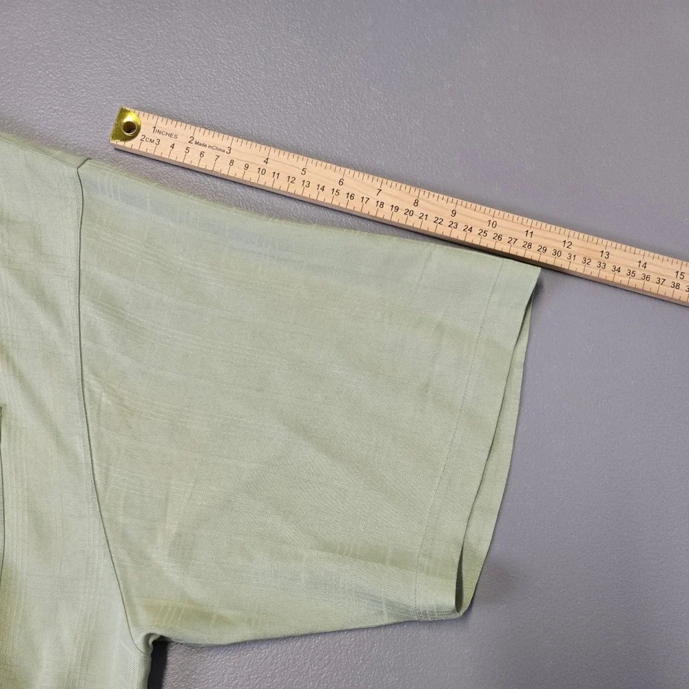 Tommy Bahama 100% Silk Button Up Shirt Mens XL Green Short Sleeve Camp Casual - Picture 8 of 11